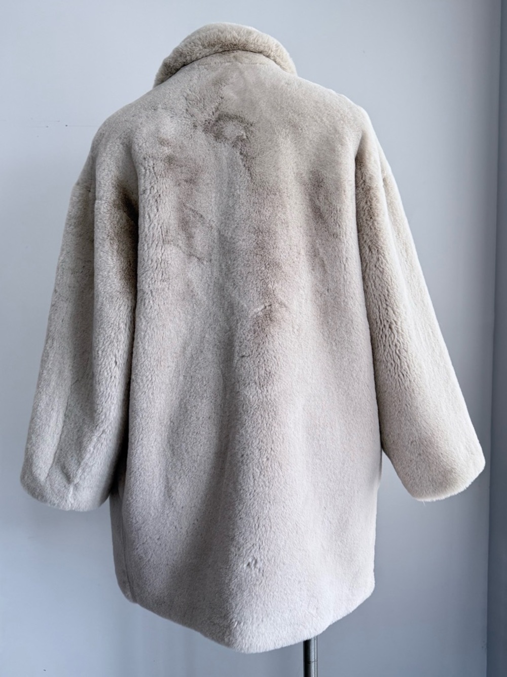 Sandro Fanye Faux Fur Coat 3 L Oversized Beige Cream Teddy Quiet Luxury Plush - Picture 11 of 16